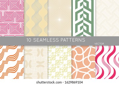 Simple geometric texture. Collection of seamless geometric minimalistic patterns. Backgrounds and wallpapers. Textile ornament. Properly grouped and layered drag and drop to the swatch pallet.