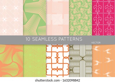 Simple geometric texture. Collection of seamless geometric minimalistic patterns. Backgrounds and wallpapers. Textile ornament. Properly grouped and layered drag and drop to the swatch pallet.