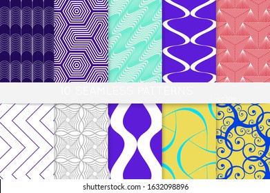 Simple geometric texture. Collection of seamless geometric minimalistic patterns. Backgrounds and wallpapers. Textile ornament. Properly grouped and layered drag and drop to the swatch pallet.
