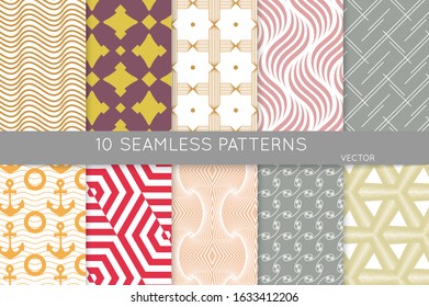 Simple geometric texture. Collection of seamless geometric minimalistic patterns. Backgrounds and wallpapers. Textile ornament. Properly grouped and layered drag and drop to the swatch pallet.