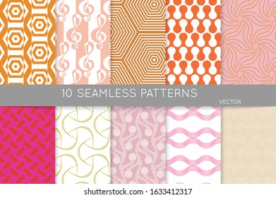 Simple geometric texture. Collection of seamless geometric minimalistic patterns. Backgrounds and wallpapers. Textile ornament. Properly grouped and layered drag and drop to the swatch pallet.