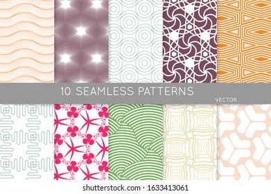 Simple geometric texture. Collection of seamless geometric minimalistic patterns. Backgrounds and wallpapers. Textile ornament. Properly grouped and layered drag and drop to the swatch pallet.