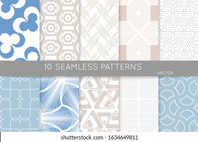 Simple geometric texture. Collection of seamless geometric minimalistic patterns. Backgrounds and wallpapers. Textile ornament. Properly grouped and layered drag and drop to the swatch pallet.