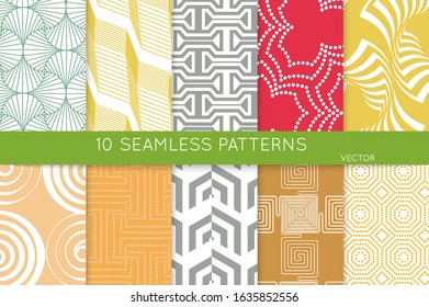 Simple geometric texture. Collection of seamless geometric minimalistic patterns. Backgrounds and wallpapers. Textile ornament. Properly grouped and layered drag and drop to the swatch pallet.