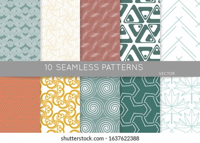 Simple geometric texture. Collection of seamless geometric minimalistic patterns. Backgrounds and wallpapers. Textile ornament. Properly grouped and layered drag and drop to the swatch pallet.