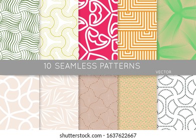 Simple geometric texture. Collection of seamless geometric minimalistic patterns. Backgrounds and wallpapers. Textile ornament. Properly grouped and layered drag and drop to the swatch pallet.