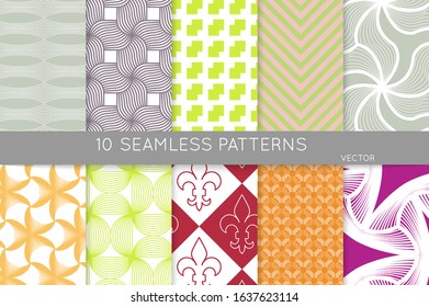 Simple geometric texture. Collection of seamless geometric minimalistic patterns. Backgrounds and wallpapers. Textile ornament. Properly grouped and layered drag and drop to the swatch pallet.