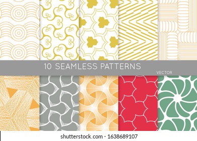 Simple geometric texture. Collection of seamless geometric minimalistic patterns. Backgrounds and wallpapers. Textile ornament. Properly grouped and layered drag and drop to the swatch pallet.