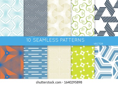 Simple geometric texture. Collection of seamless geometric minimalistic patterns. Backgrounds and wallpapers. Textile ornament. Properly grouped and layered drag and drop to the swatch pallet.