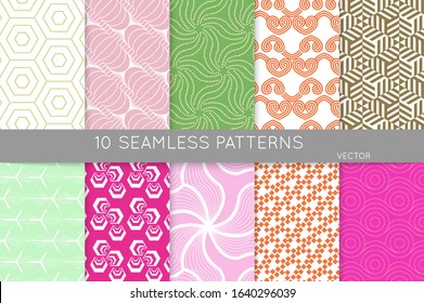 Simple geometric texture. Collection of seamless geometric minimalistic patterns. Backgrounds and wallpapers. Textile ornament. Properly grouped and layered drag and drop to the swatch pallet.