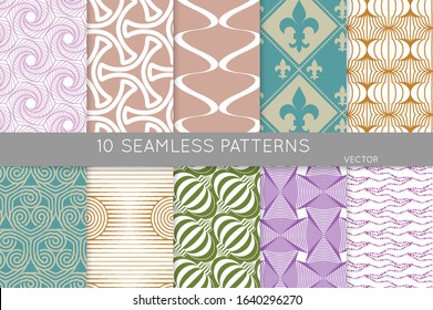Simple geometric texture. Collection of seamless geometric minimalistic patterns. Backgrounds and wallpapers. Textile ornament. Properly grouped and layered drag and drop to the swatch pallet.