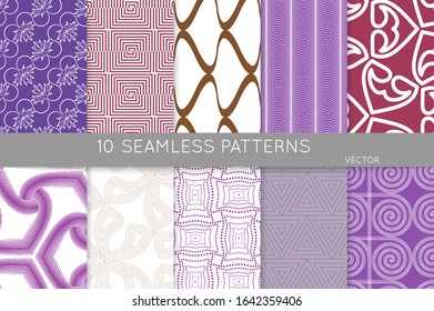 Simple geometric texture. Collection of seamless geometric minimalistic patterns. Backgrounds and wallpapers. Textile ornament. Properly grouped and layered drag and drop to the swatch pallet.