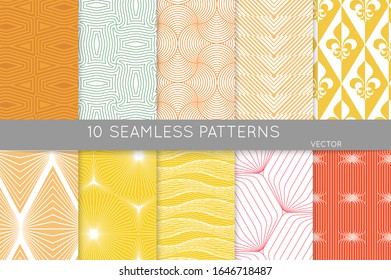 Simple geometric texture. Collection of seamless geometric minimalistic patterns. Backgrounds and wallpapers. Textile ornament. Properly grouped and layered drag and drop to the swatch pallet.