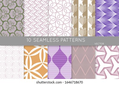 Simple geometric texture. Collection of seamless geometric minimalistic patterns. Backgrounds and wallpapers. Textile ornament. Properly grouped and layered drag and drop to the swatch pallet.