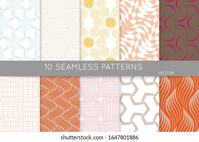 Simple geometric texture. Collection of seamless geometric minimalistic patterns. Backgrounds and wallpapers. Textile ornament. Properly grouped and layered drag and drop to the swatch pallet.