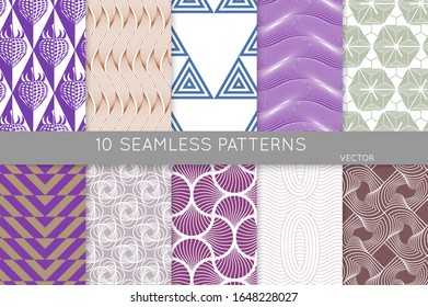 Simple geometric texture. Collection of seamless geometric minimalistic patterns. Backgrounds and wallpapers. Textile ornament. Properly grouped and layered drag and drop to the swatch pallet.