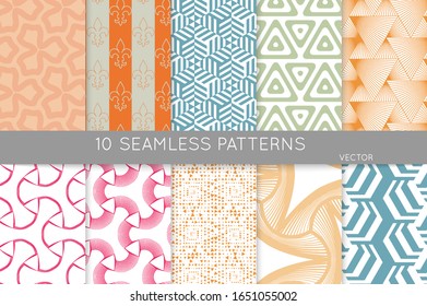 Simple geometric texture. Collection of seamless geometric minimalistic patterns. Backgrounds and wallpapers. Textile ornament. Properly grouped and layered drag and drop to the swatch pallet.