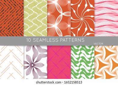 Simple geometric texture. Collection of seamless geometric minimalistic patterns. Backgrounds and wallpapers. Textile ornament. Properly grouped and layered drag and drop to the swatch pallet.