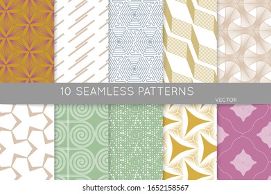 Simple geometric texture. Collection of seamless geometric minimalistic patterns. Backgrounds and wallpapers. Textile ornament. Properly grouped and layered drag and drop to the swatch pallet.