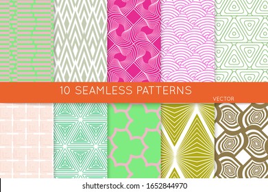 Simple geometric texture. Collection of seamless geometric minimalistic patterns. Backgrounds and wallpapers. Textile ornament. Properly grouped and layered drag and drop to the swatch pallet.