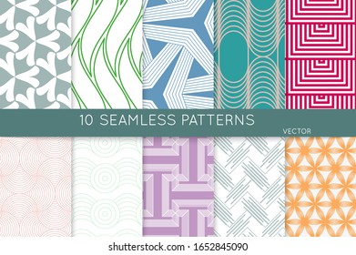 Simple geometric texture. Collection of seamless geometric minimalistic patterns. Backgrounds and wallpapers. Textile ornament. Properly grouped and layered drag and drop to the swatch pallet.