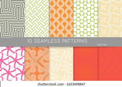 Simple geometric texture. Collection of seamless geometric minimalistic patterns. Backgrounds and wallpapers. Textile ornament. Properly grouped and layered drag and drop to the swatch pallet.