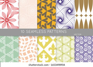 Simple geometric texture. Collection of seamless geometric minimalistic patterns. Backgrounds and wallpapers. Textile ornament. Properly grouped and layered drag and drop to the swatch pallet.