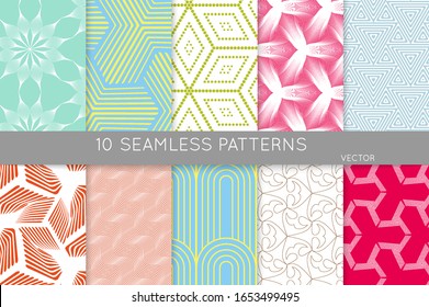 Simple geometric texture. Collection of seamless geometric minimalistic patterns. Backgrounds and wallpapers. Textile ornament. Properly grouped and layered drag and drop to the swatch pallet.