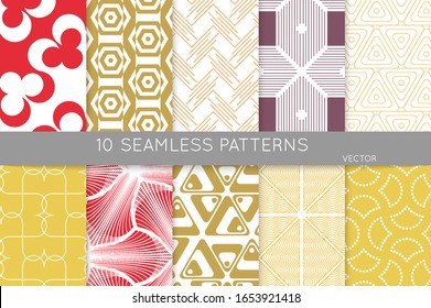 Simple geometric texture. Collection of seamless geometric minimalistic patterns. Backgrounds and wallpapers. Textile ornament. Properly grouped and layered drag and drop to the swatch pallet.