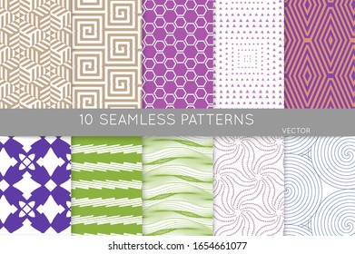 Simple geometric texture. Collection of seamless geometric minimalistic patterns. Backgrounds and wallpapers. Textile ornament.  