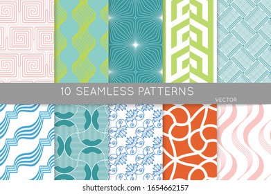 Simple geometric texture. Collection of seamless geometric minimalistic patterns. Backgrounds and wallpapers. Textile ornament. 