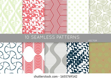 Simple geometric texture. Collection of seamless geometric minimalistic patterns. Backgrounds and wallpapers. Textile ornament. Properly grouped and layered drag and drop to the swatch pallet.