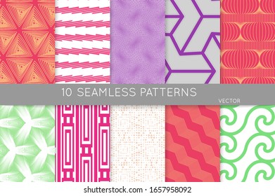 Simple geometric texture. Collection of seamless geometric minimalistic patterns. Backgrounds and wallpapers. Textile ornament. Properly grouped and layered drag and drop to the swatch pallet.