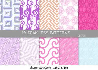 Simple geometric texture. Collection of seamless geometric minimalistic patterns. Backgrounds and wallpapers. Textile ornament. Properly grouped and layered drag and drop to the swatch pallet.