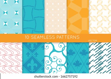 Einfache geometrische Struktur. Sammlung nahtloser geometrischer minimalistischer Muster. Hintergründe und Bildschirmhintergründe. Textilverzierungen. Richtig gruppiert und geschichtet ziehen und fallen auf die Uhrpalette.