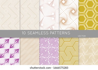 Simple geometric texture. Collection of seamless geometric minimalistic patterns. Backgrounds and wallpapers. Textile ornament. Properly grouped and layered drag and drop to the swatch pallet.
