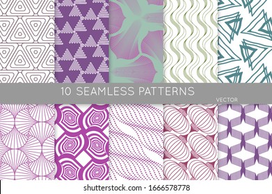 Simple geometric texture. Collection of seamless geometric minimalistic patterns. Backgrounds and wallpapers. Textile ornament. Properly grouped and layered drag and drop to the swatch pallet.