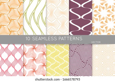 Simple geometric texture. Collection of seamless geometric minimalistic patterns. Backgrounds and wallpapers. Textile ornament. Properly grouped and layered drag and drop to the swatch pallet.