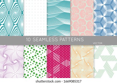 Simple geometric texture. Collection of seamless geometric minimalistic patterns. Backgrounds and wallpapers. Textile ornament. Properly grouped and layered drag and drop to the swatch pallet.