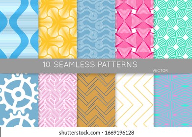 Simple geometric texture. Collection of seamless geometric minimalistic patterns. Backgrounds and wallpapers. Textile ornament. Properly grouped and layered drag and drop to the swatch pallet.