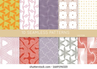 Simple geometric texture. Collection of seamless geometric minimalistic patterns. Backgrounds and wallpapers. Textile ornament. Properly grouped and layered drag and drop to the swatch pallet.
