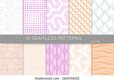 Simple geometric texture. Collection of seamless geometric minimalistic patterns. Backgrounds and wallpapers. Textile ornament. Properly grouped and layered drag and drop to the swatch pallet.