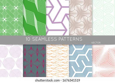 Sencilla textura geométrica. Colección de patrones minimalistas geométricos sin fisuras. Fondos y tapices. Rama textil. Arrastrar y colocar correctamente agrupados y en capas hasta el pallet de muestra.