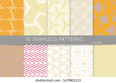 Simple geometric texture. Collection of seamless geometric minimalistic patterns. Backgrounds and wallpapers. Textile ornament. Properly grouped and layered drag and drop to the swatch pallet.