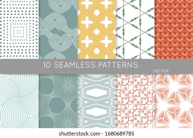 Simple geometric texture. Collection of seamless geometric minimalistic patterns. Backgrounds and wallpapers. Textile ornament. Properly grouped and layered drag and drop to the swatch pallet.