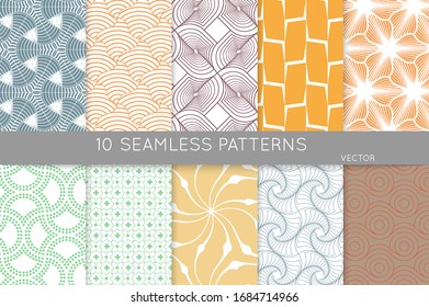 Simple geometric texture. Collection of seamless geometric minimalistic patterns. Backgrounds and wallpapers. Textile ornament. Properly grouped and layered drag and drop to the swatch pallet.
