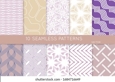 Sencilla textura geométrica. Colección de patrones minimalistas geométricos sin fisuras. Fondos y tapices. Rama textil. Arrastrar y colocar correctamente agrupados y en capas hasta el pallet de muestra.