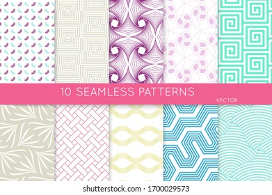 Simple geometric texture. Collection of seamless geometric minimalistic patterns. Backgrounds and wallpapers. Textile ornament. Properly grouped and layered drag and drop to the swatch pallet.