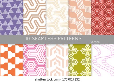 Simple geometric texture. Collection of seamless geometric minimalistic patterns. Backgrounds and wallpapers. Textile ornament. Properly grouped and layered drag and drop to the swatch pallet.
