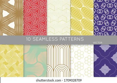 Sencilla textura geométrica. Colección de patrones minimalistas geométricos sin fisuras. Fondos y tapices. Rama textil. Arrastrar y colocar correctamente agrupados y en capas hasta el pallet de muestra.